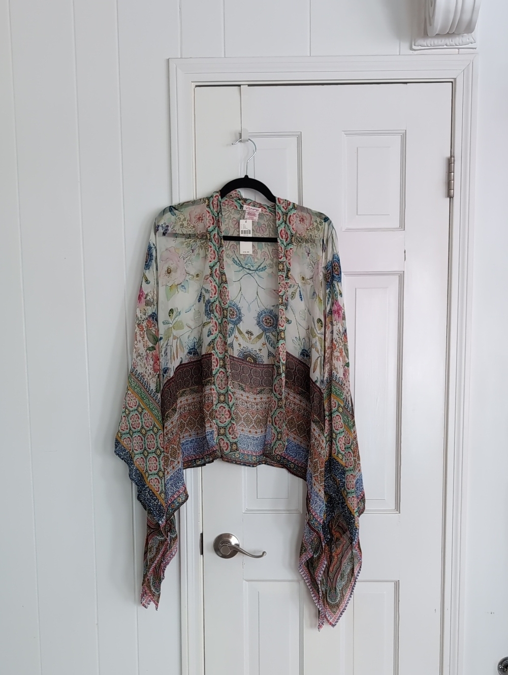 Floral Sheer Kimono Wrap in Cream, Blue, Pink